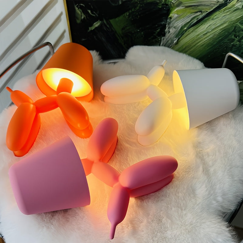 Creative Romantic Colorful Balloon Dog Table Lamp with Touch Switch, Three-color Light, Support for Dimmable Dimming, 2000mAh Storage Battery, Sausage Dog Atmosphere Light, Holiday Hotel Party, Valentine's Day Birthday Gift, Gift Light, Table Lamp