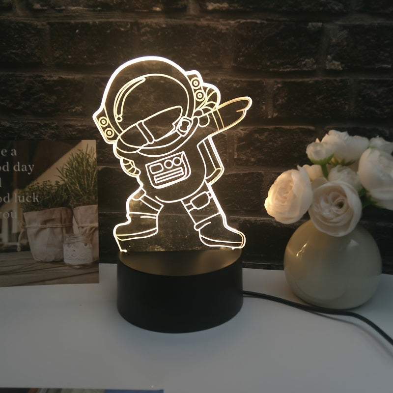 1pc Cartoon Astronaut LED Night Light, Warm Glow Indoor Lamp with Integrated Electronics/Motherboard, Non-Battery Operated, Powered via Included Cable, Ideal for Home Decor and 'S Bedroom