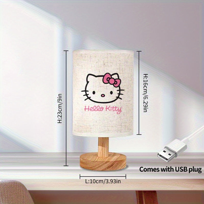 The for hello kitty Cute Nordic-Style Fabric Lampshade LED Table Lamp Is a Warm Little Night Light Suitable for Home Use, Perfect As a Gift for Your Daughter.