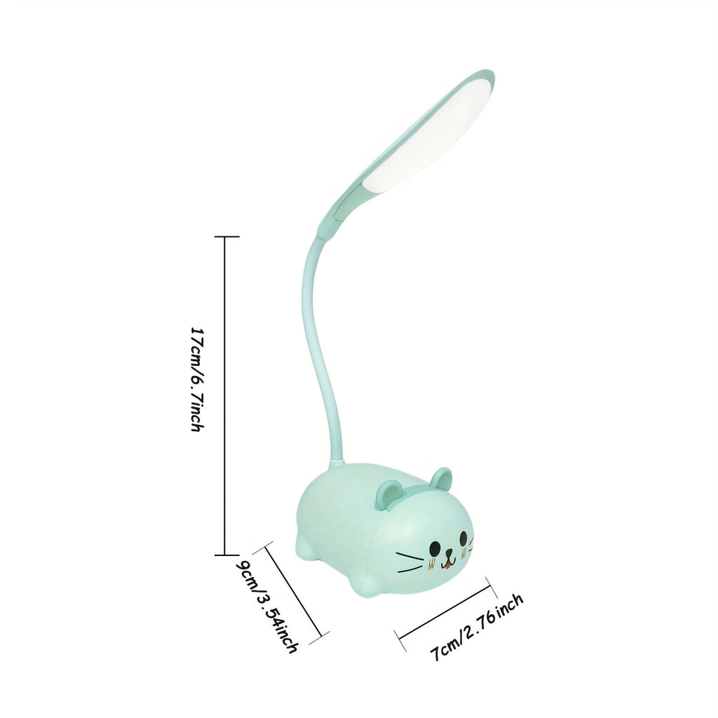 Cute LED Night Light Table Lamp Touch LED Reading Desk Lamp Night Light Rechargeable LED Small Desk Lamp, Adjustable Goose Neck, Dimmable Cute Desk Lamp