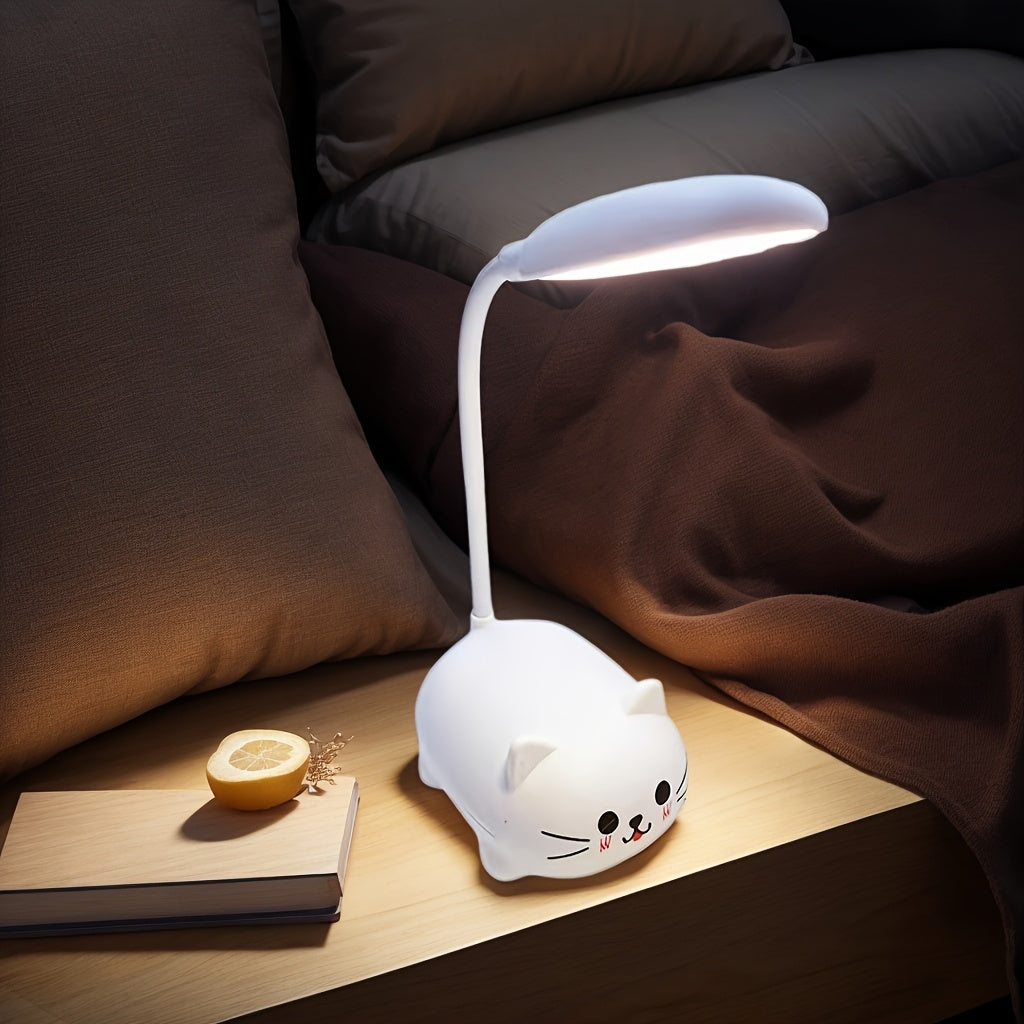 Cute LED Night Light Table Lamp Touch LED Reading Desk Lamp Night Light Rechargeable LED Small Desk Lamp, Adjustable Goose Neck, Dimmable Cute Desk Lamp
