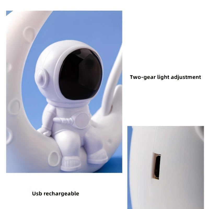 1 Moon Astronaut LED Night Light - USB Charging Desk Lamp, Perfect Christmas Bedroom Decoration Gift