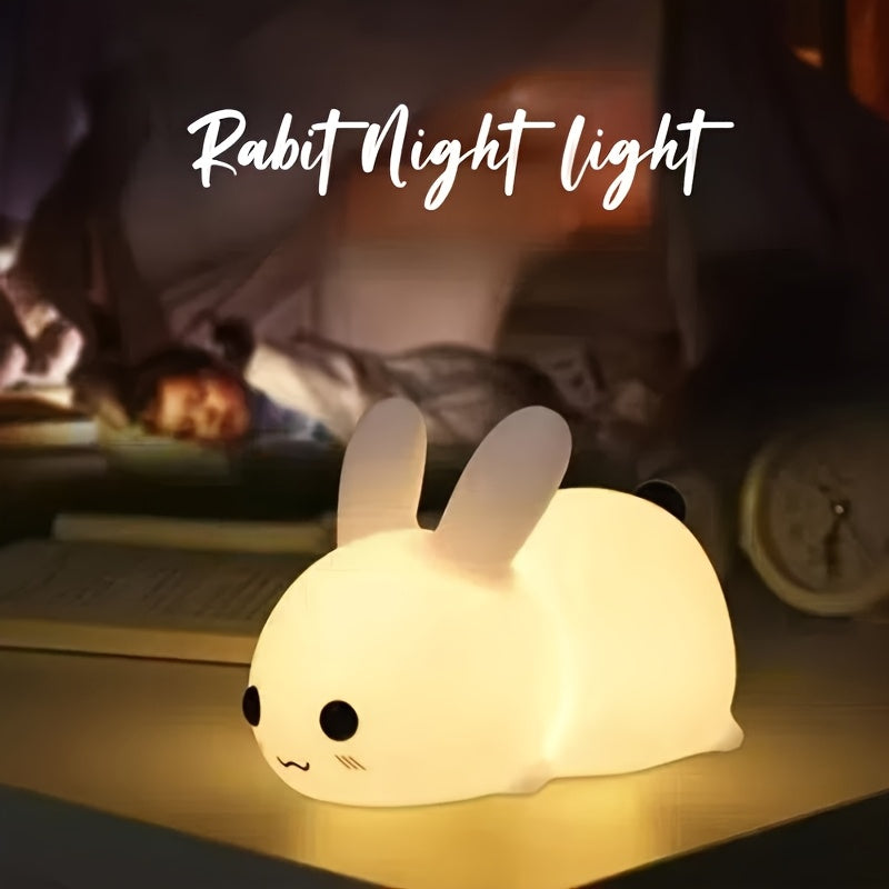 Cute Bunny Night Light, USB Rechargeable Cute Rabbit Night Light With Touch Sensor LED Night Light Adjustable Brightness Warm White Lights Collectible Dolls For Bedroom Collectible Dolls Gifts For Birthday Christmas Valentine'S Day