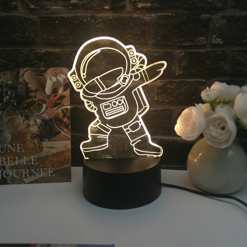 1pc Cartoon Astronaut LED Night Light, Warm Glow Indoor Lamp with Integrated Electronics/Motherboard, Non-Battery Operated, Powered via Included Cable, Ideal for Home Decor and 'S Bedroom