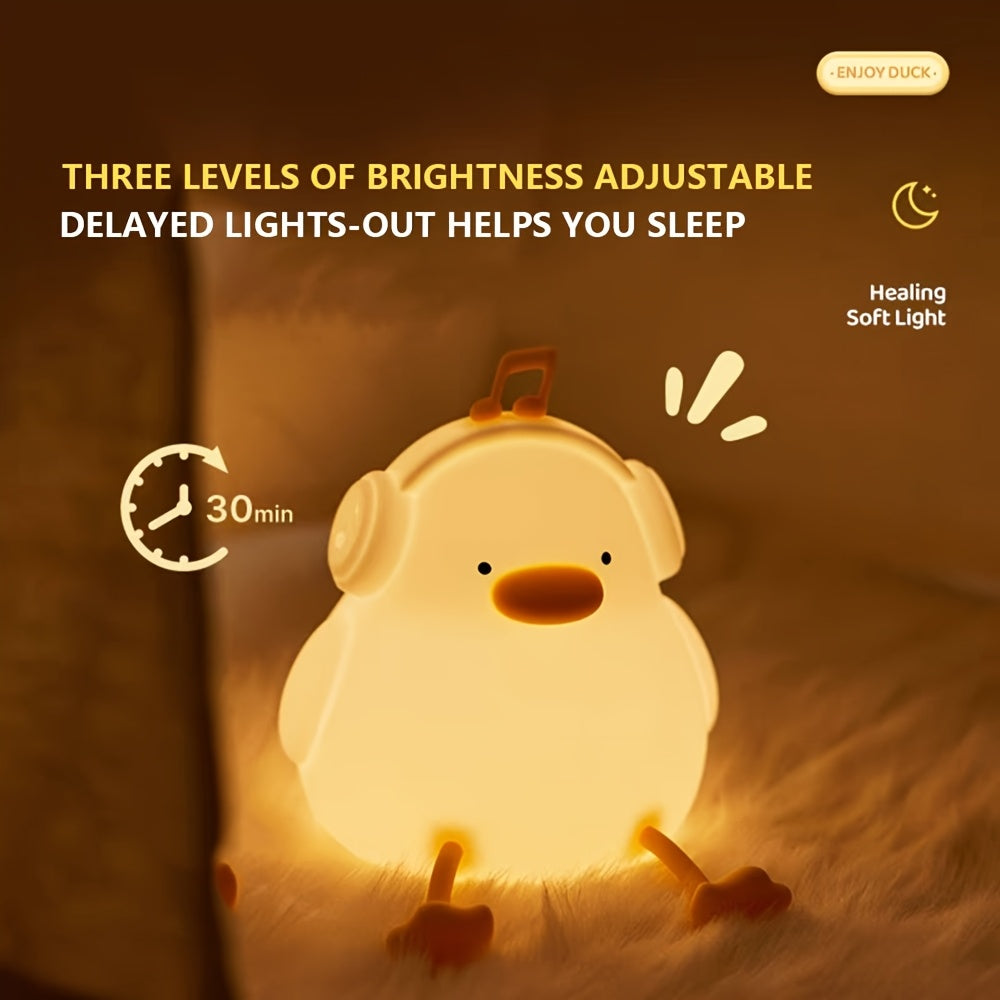 1pc Musical Duck Clap Light, RGB Colorful Night Lamp with Timer Function and Soft Eye-Protection Glow – Perfect Bedside or Gift for Friends, Mood Lighting, Room Decor, Decorative Light, Playful Design, Durable Build, Touch Control, Portable Light,