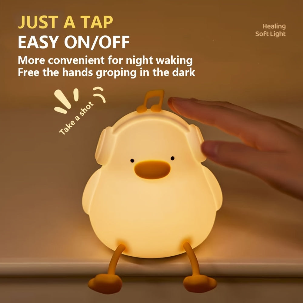 1pc Musical Duck Clap Light, RGB Colorful Night Lamp with Timer Function and Soft Eye-Protection Glow – Perfect Bedside or Gift for Friends, Mood Lighting, Room Decor, Decorative Light, Playful Design, Durable Build, Touch Control, Portable Light,