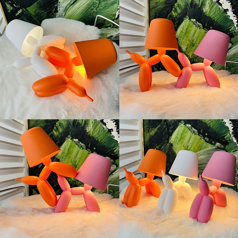 Creative Romantic Colorful Balloon Dog Table Lamp with Touch Switch, Three-color Light, Support for Dimmable Dimming, 2000mAh Storage Battery, Sausage Dog Atmosphere Light, Holiday Hotel Party, Valentine's Day Birthday Gift, Gift Light, Table Lamp