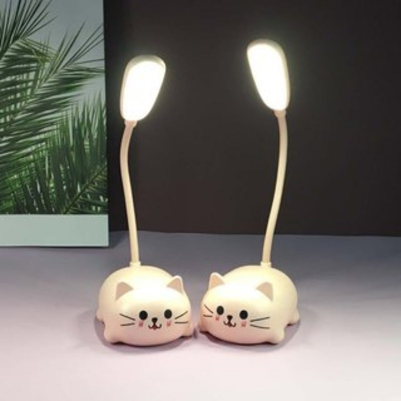 1PC adjustable small desk lamp, cartoon cute cat night light, USB rechargeable LED desk lamp, eye friendly warm white desk lamp (Suhehua)