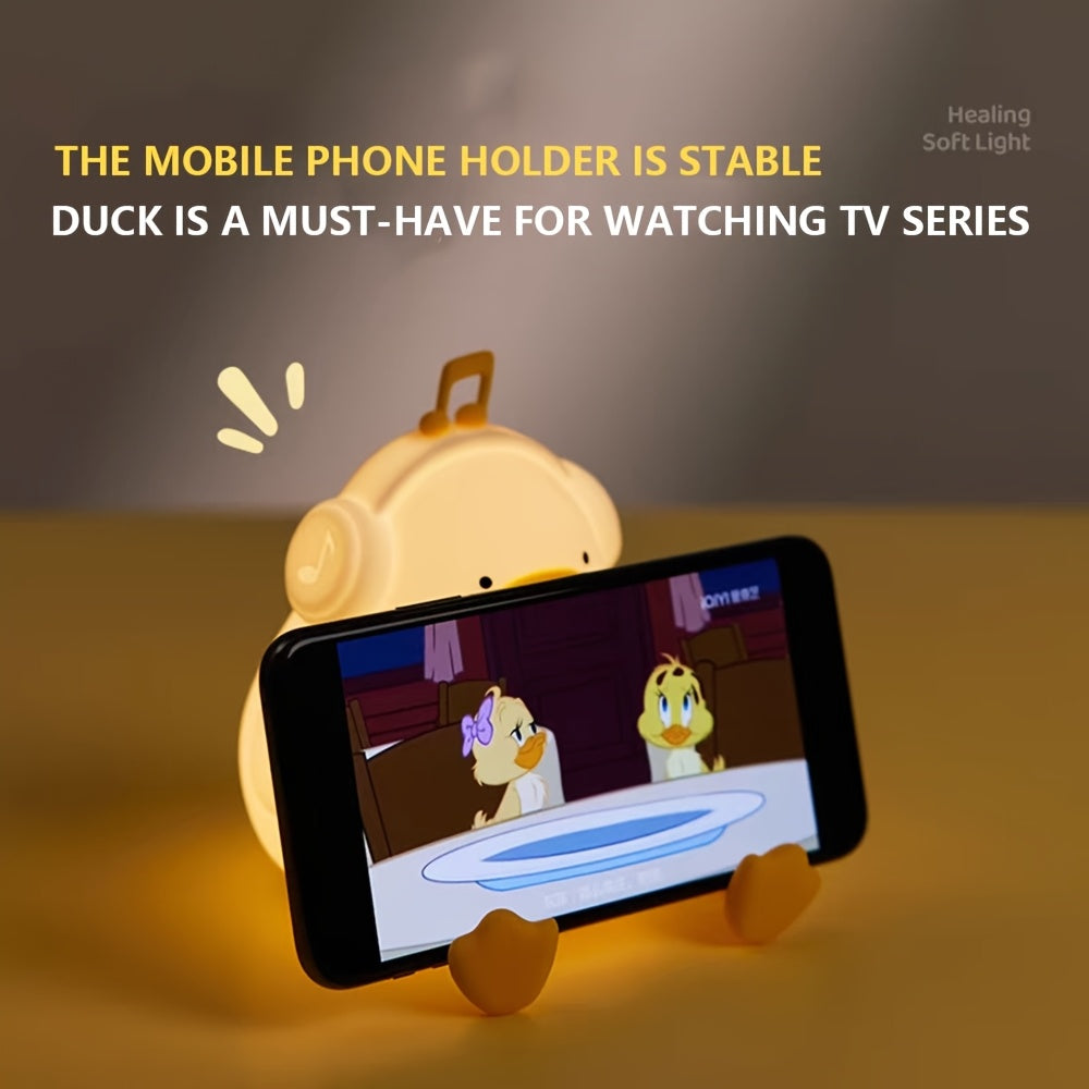 1pc Musical Duck Clap Light, RGB Colorful Night Lamp with Timer Function and Soft Eye-Protection Glow – Perfect Bedside or Gift for Friends, Mood Lighting, Room Decor, Decorative Light, Playful Design, Durable Build, Touch Control, Portable Light,