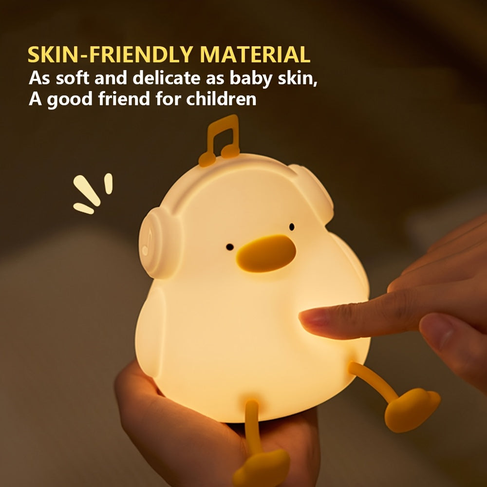 1pc Musical Duck Clap Light, RGB Colorful Night Lamp with Timer Function and Soft Eye-Protection Glow – Perfect Bedside or Gift for Friends, Mood Lighting, Room Decor, Decorative Light, Playful Design, Durable Build, Touch Control, Portable Light,