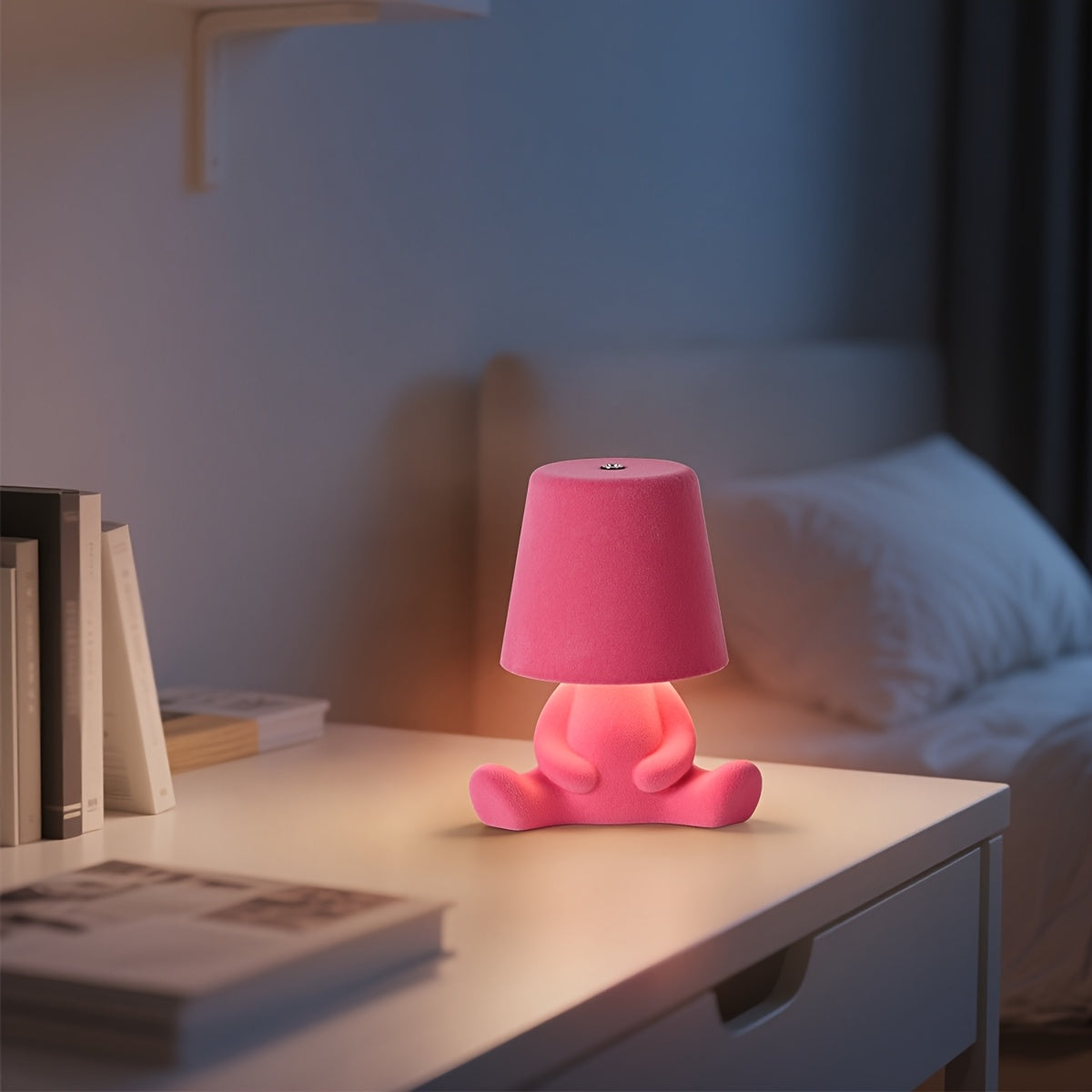 [NewAoNaSen Cute Lamp] NewAoNaSen Cute Cartoon Plush Doll Desk Lamp | Adjustable 3-Color Touch Switch, Portable Rechargeable 1200mAh Battery, Adorable Animal Design for Bedroom & Living Room Decor, Valentine's Gift