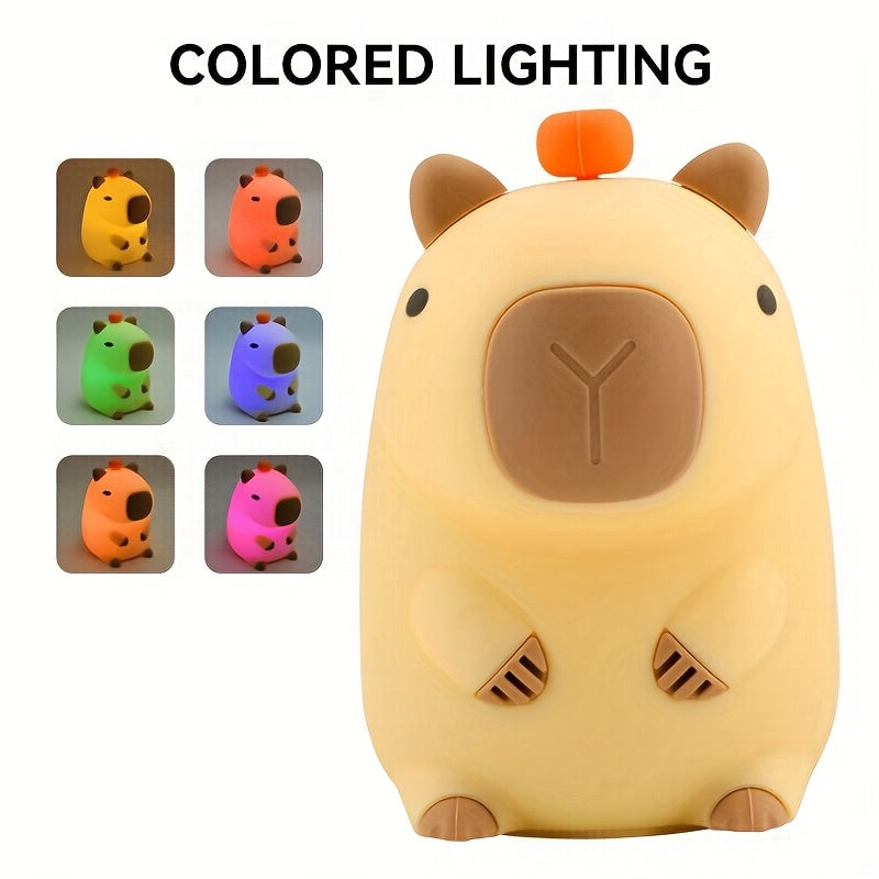 Kapibara Cute Night Light, USB Rechargeable with USB Cable, 1200mAh Long Battery Life, Great for Room Ambiance, Everyone Will Love It, Relaxing Gift Idea, USB Lighting Fixture, Computer Accessories & Peripherals