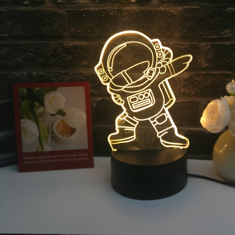 1pc Cartoon Astronaut LED Night Light, Warm Glow Indoor Lamp with Integrated Electronics/Motherboard, Non-Battery Operated, Powered via Included Cable, Ideal for Home Decor and 'S Bedroom
