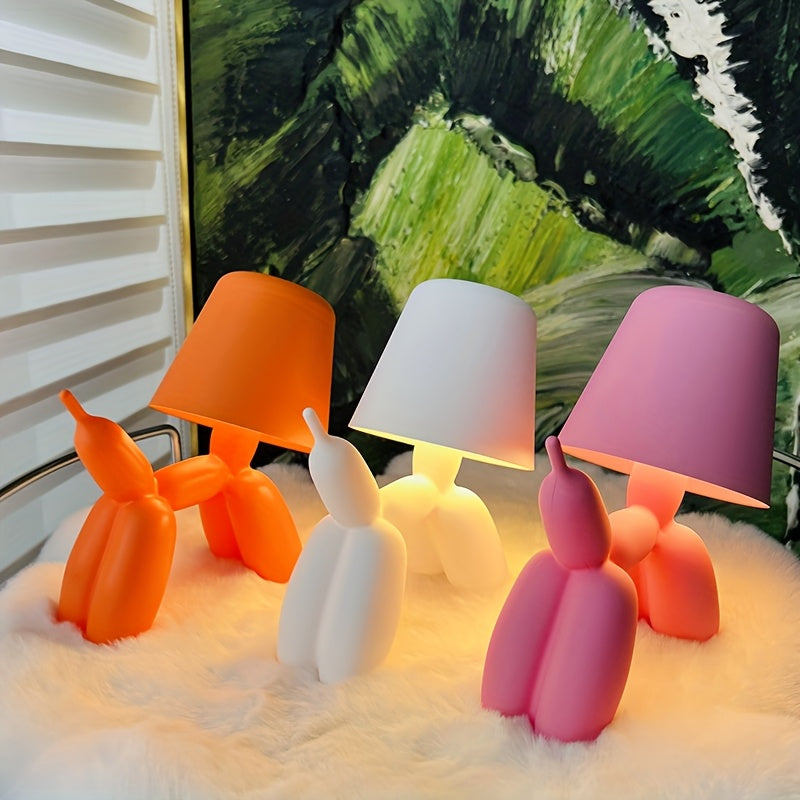 Creative Romantic Colorful Balloon Dog Table Lamp with Touch Switch, Three-color Light, Support for Dimmable Dimming, 2000mAh Storage Battery, Sausage Dog Atmosphere Light, Holiday Hotel Party, Valentine's Day Birthday Gift, Gift Light, Table Lamp