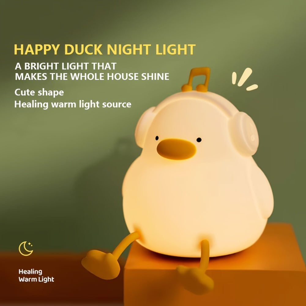 1pc Musical Duck Clap Light, RGB Colorful Night Lamp with Timer Function and Soft Eye-Protection Glow – Perfect Bedside or Gift for Friends, Mood Lighting, Room Decor, Decorative Light, Playful Design, Durable Build, Touch Control, Portable Light,