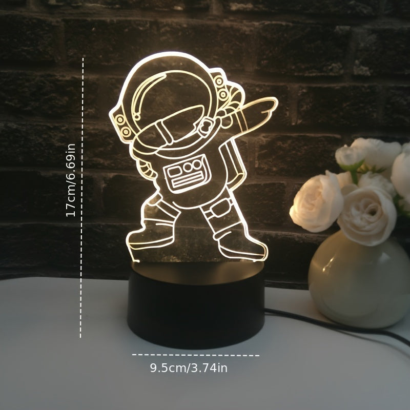 1pc Cartoon Astronaut LED Night Light, Warm Glow Indoor Lamp with Integrated Electronics/Motherboard, Non-Battery Operated, Powered via Included Cable, Ideal for Home Decor and 'S Bedroom