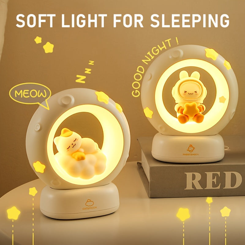 Night Light, Cat Rabbit Reading Lights With Battery, Table Lamp, Room Decor, USB Rechargeable, Cute LED Multicolor Gifts