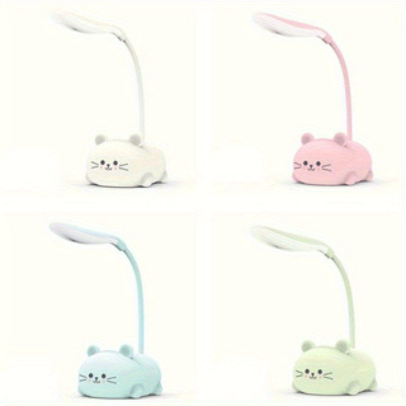1PC adjustable small desk lamp, cartoon cute cat night light, USB rechargeable LED desk lamp, eye friendly warm white desk lamp (Suhehua)