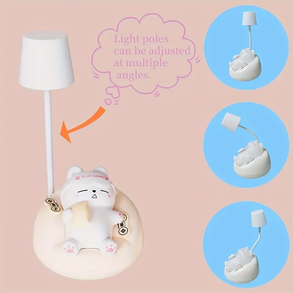 1pc Smart Soft Cat Night Light, USB Rechargeable Bedside Lamp for The Bedroom, 3 Levels of Brightness Adjustment, Bedside Light, Sleep Lamp for The Bedroom, Stress Relief Lamp for The Office, Holiday Gift.