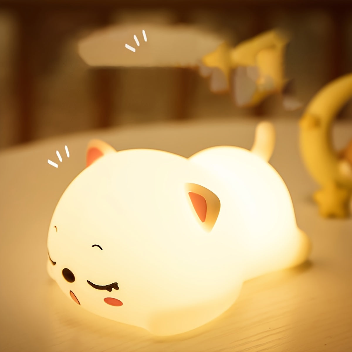 Adorable Cat-Shaped LED Night Light with Touch-Start Sleep Mode - Colorful Ambient Lighting for Relaxation, Ideal Birthday Gift, Rechargeable Battery, 800mAh, Relaxation Lighting | Playful Cat Design | Touch-Activated Light