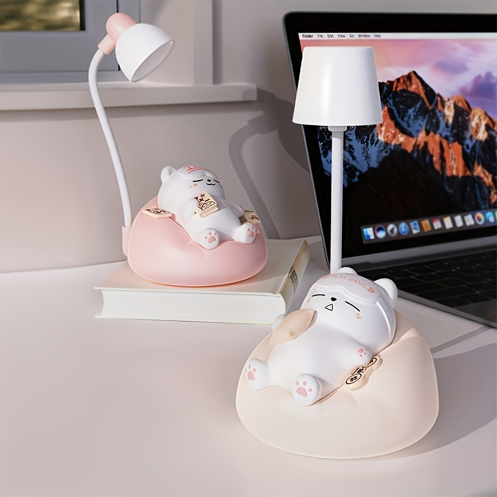 1pc LiHangStar Soft Cat Night Light - USB Rechargeable, 3-Level Brightness Pat Lamp, Bedroom Bedside & Office Decor, Stress-Relieving LED Table Light with Cute Cartoon Design, Ideal Holiday Gift, LED Lights for Bedroom