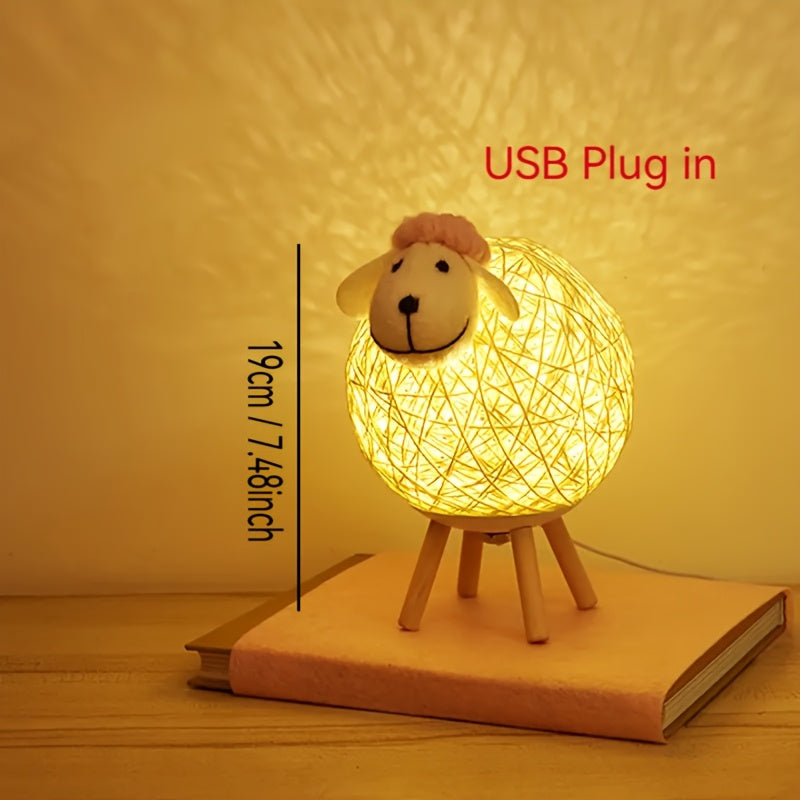 Creative Artistic Sheep-Shaped LED Table Lamp - Plug-In Night Light for Bedroom, Living Room - Ideal Holiday & Birthday Gifts, No Battery Included