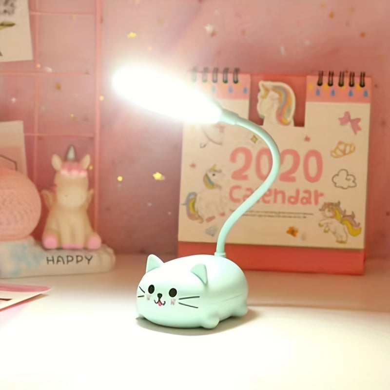 1pc Adjustable Table Lamp, Cartoon Cute Cat Night Light, USB Rechargeable LED Table Light, Child Eye Protection Warm White Desk Lamp