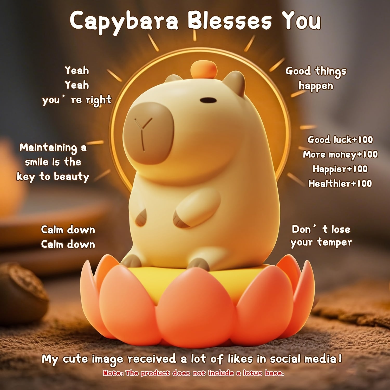 Kapibara Cute Night Light, USB Rechargeable with USB Cable, 1200mAh Long Battery Life, Great for Room Ambiance, Everyone Will Love It, Relaxing Gift Idea, USB Lighting Fixture, Computer Accessories & Peripherals