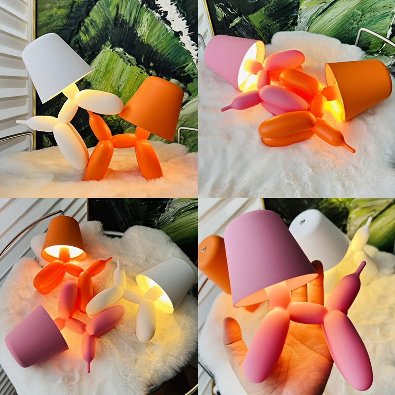 Creative Romantic Colorful Balloon Dog Table Lamp with Touch Switch, Three-color Light, Support for Dimmable Dimming, 2000mAh Storage Battery, Sausage Dog Atmosphere Light, Holiday Hotel Party, Valentine's Day Birthday Gift, Gift Light, Table Lamp