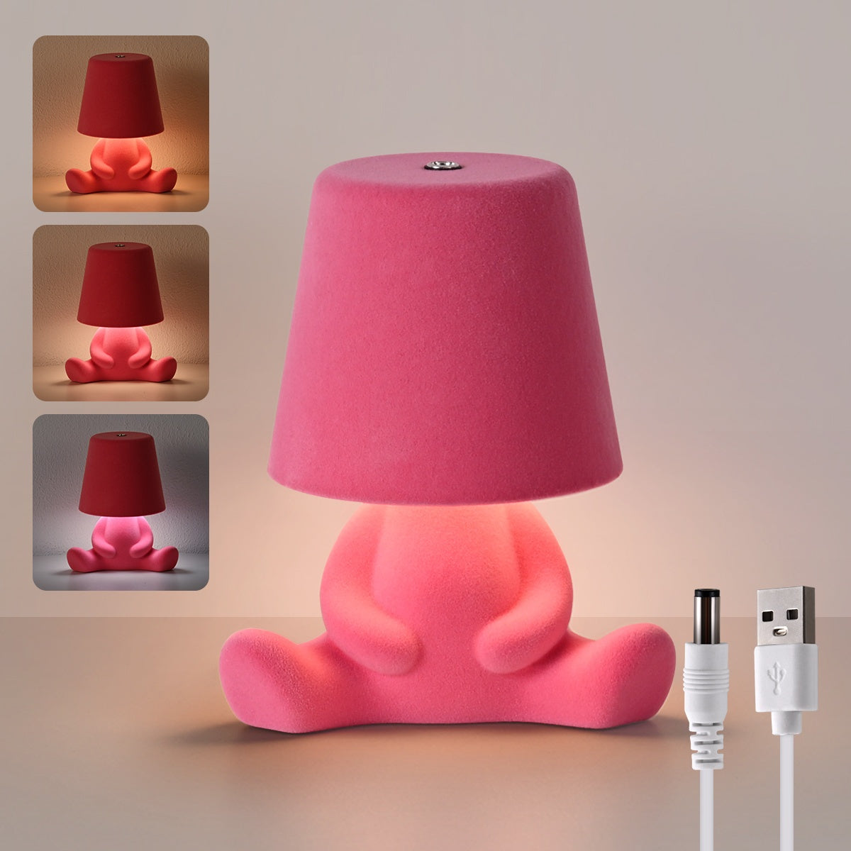 [NewAoNaSen Cute Lamp] NewAoNaSen Cute Cartoon Plush Doll Desk Lamp | Adjustable 3-Color Touch Switch, Portable Rechargeable 1200mAh Battery, Adorable Animal Design for Bedroom & Living Room Decor, Valentine's Gift