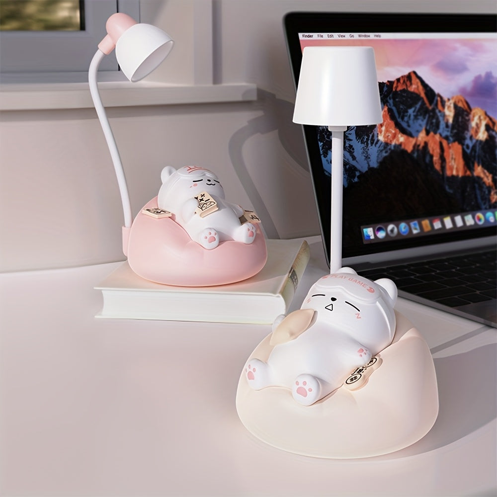 1pc Smart Soft Cat Night Light, USB Rechargeable Bedside Lamp for The Bedroom, 3 Levels of Brightness Adjustment, Bedside Light, Sleep Lamp for The Bedroom, Stress Relief Lamp for The Office, Holiday Gift.