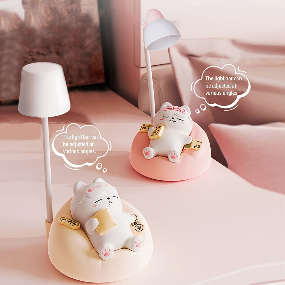 1pc Smart Soft Cat Night Light, USB Rechargeable Bedside Lamp for The Bedroom, 3 Levels of Brightness Adjustment, Bedside Light, Sleep Lamp for The Bedroom, Stress Relief Lamp for The Office, Holiday Gift.