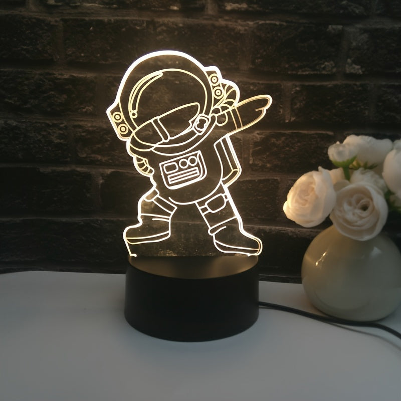 1pc Cartoon Astronaut LED Night Light, Warm Glow Indoor Lamp with Integrated Electronics/Motherboard, Non-Battery Operated, Powered via Included Cable, Ideal for Home Decor and 'S Bedroom