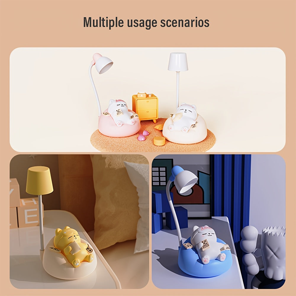 1pc Smart Soft Cat Night Light, USB Rechargeable Bedside Lamp for The Bedroom, 3 Levels of Brightness Adjustment, Bedside Light, Sleep Lamp for The Bedroom, Stress Relief Lamp for The Office, Holiday Gift.