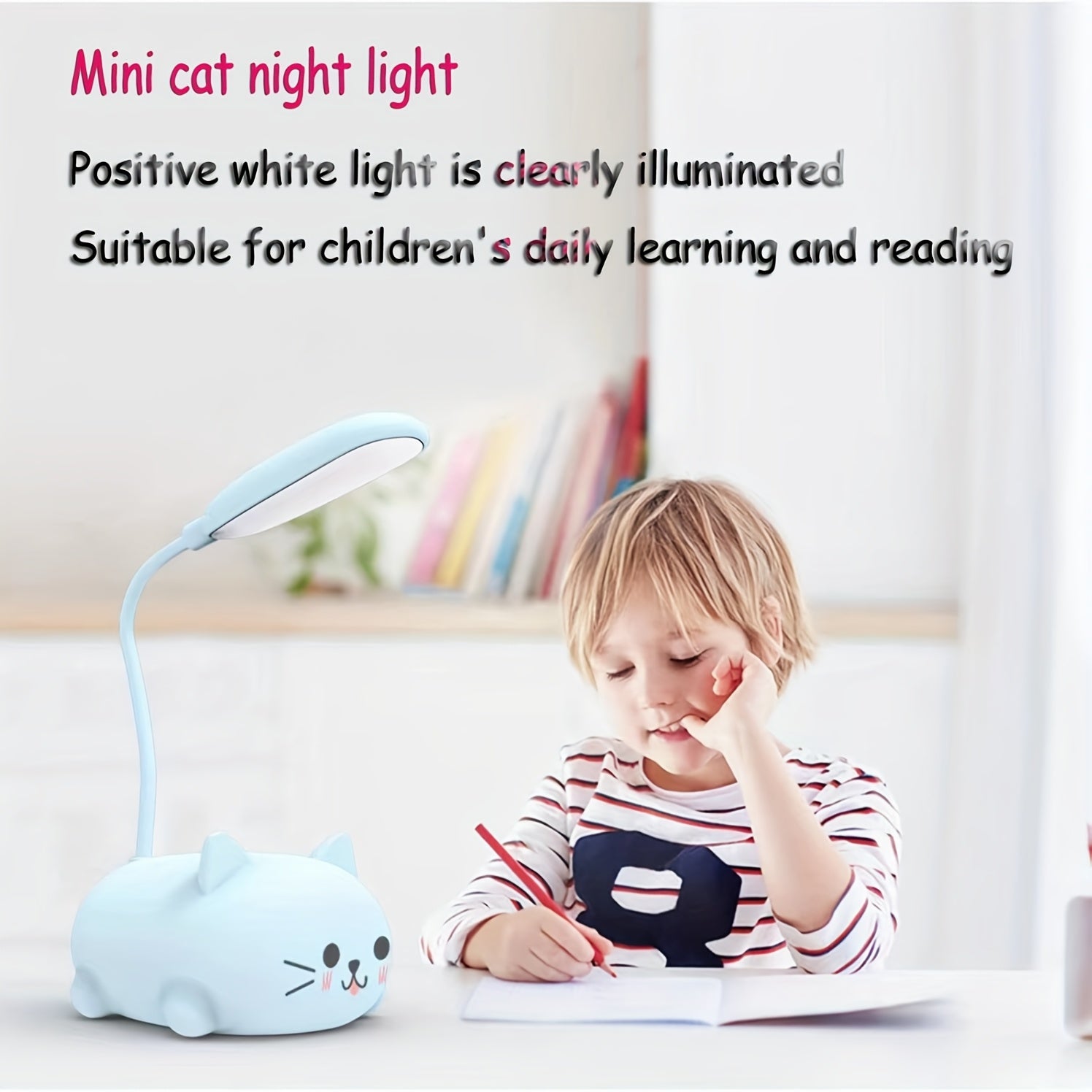 1pc Adjustable Table Lamp, Cartoon Cute Cat Night Light, USB Rechargeable LED Table Light, Child Eye Protection Warm White Desk Lamp