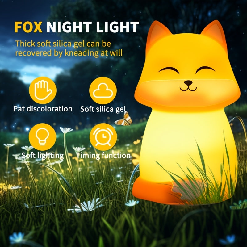 A Fox Night Light with Color-Changing Modes And a Timer Function, This Rechargeable Fox Night Light Is Perfect for Bedrooms And Living Rooms, Making It a Fun Home Decoration Suitable for New Year Parties And Valentine'S Day Gifts.