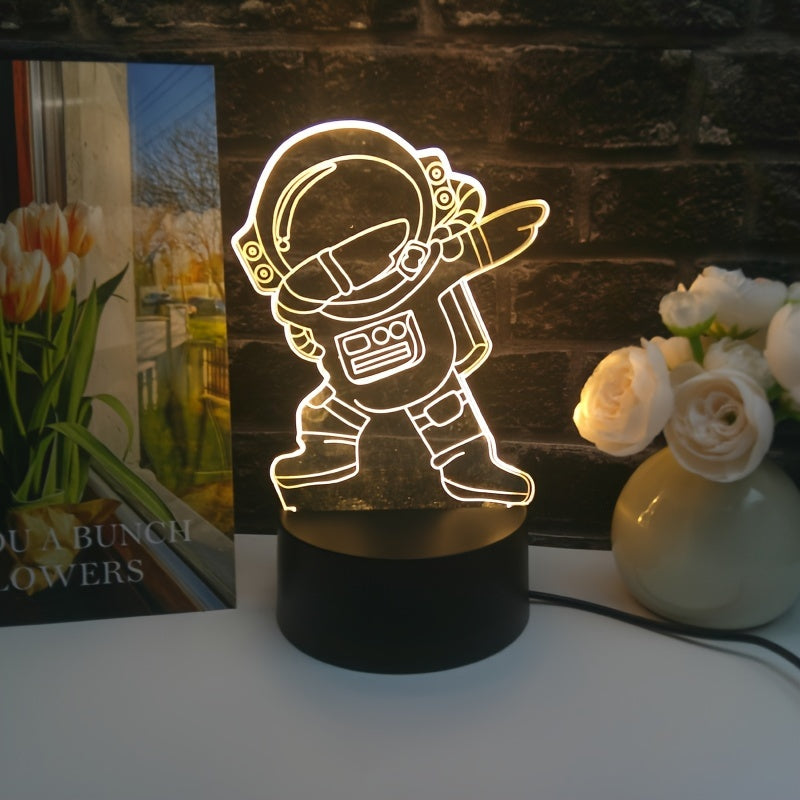 1pc Cartoon Astronaut LED Night Light, Warm Glow Indoor Lamp with Integrated Electronics/Motherboard, Non-Battery Operated, Powered via Included Cable, Ideal for Home Decor and 'S Bedroom