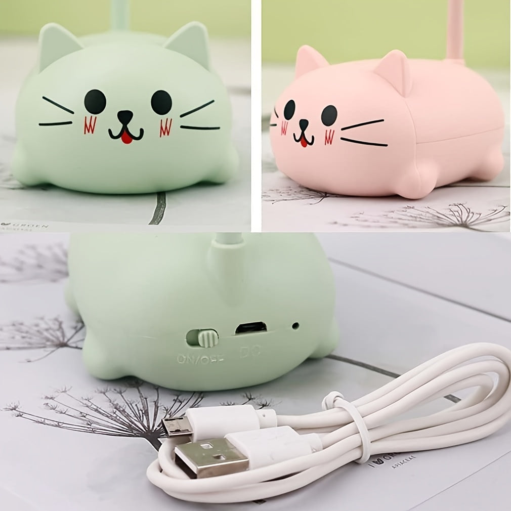 1pc Adjustable Table Lamp, Cartoon Cute Cat Night Light, USB Rechargeable LED Table Light, Child Eye Protection Warm White Desk Lamp