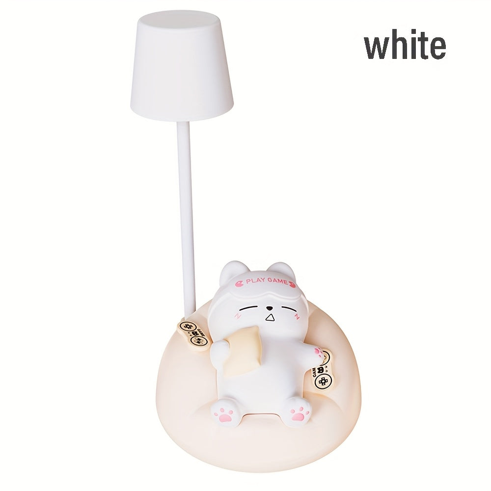 1pc LiHangStar Soft Cat Night Light - USB Rechargeable, 3-Level Brightness Pat Lamp, Bedroom Bedside & Office Decor, Stress-Relieving LED Table Light with Cute Cartoon Design, Ideal Holiday Gift, LED Lights for Bedroom