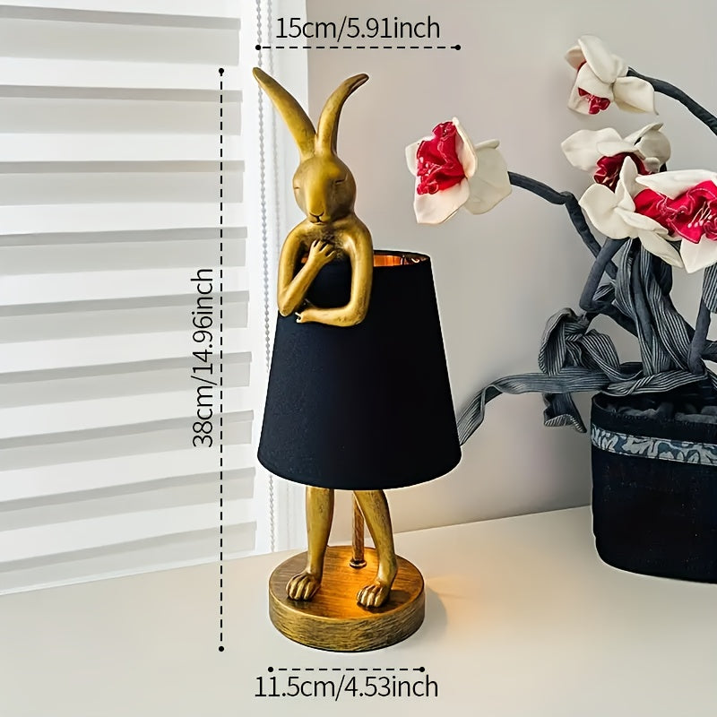 Cute Rabbit Animal Table Lamp, Creative Lampshade Apron With LED Light Source Dimmable White/black Linen Lampshade, 15.7-inch Bedside Table, Living Room, Office, Restaurant, Bar, Valentine'S Day Gift Decoration Gift Lamp.