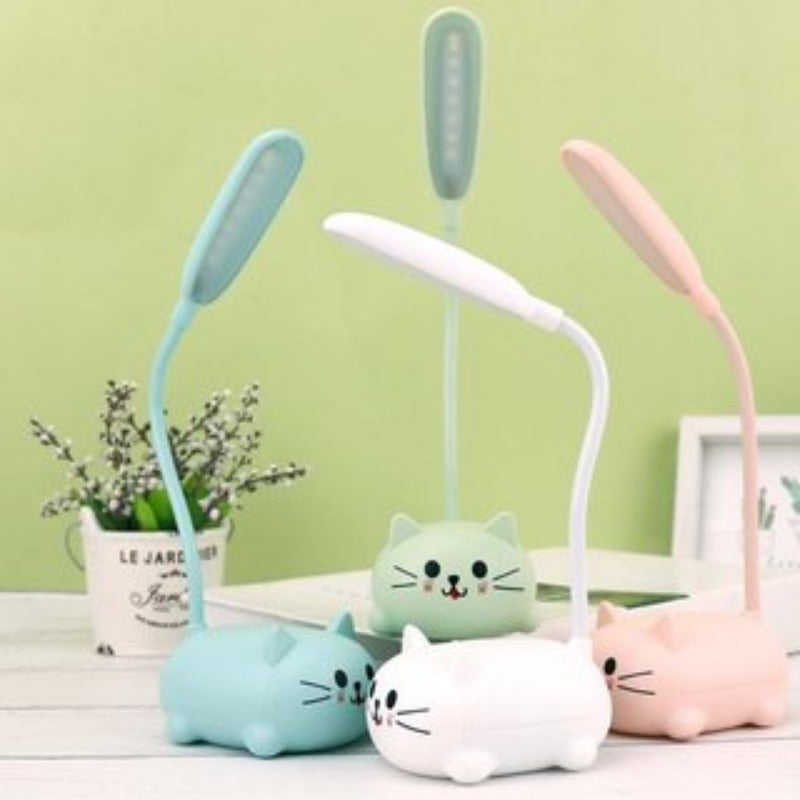 1PC adjustable small desk lamp, cartoon cute cat night light, USB rechargeable LED desk lamp, eye friendly warm white desk lamp (Suhehua)