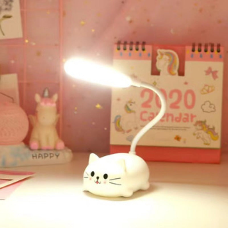 1PC adjustable small desk lamp, cartoon cute cat night light, USB rechargeable LED desk lamp, eye friendly warm white desk lamp (Suhehua)