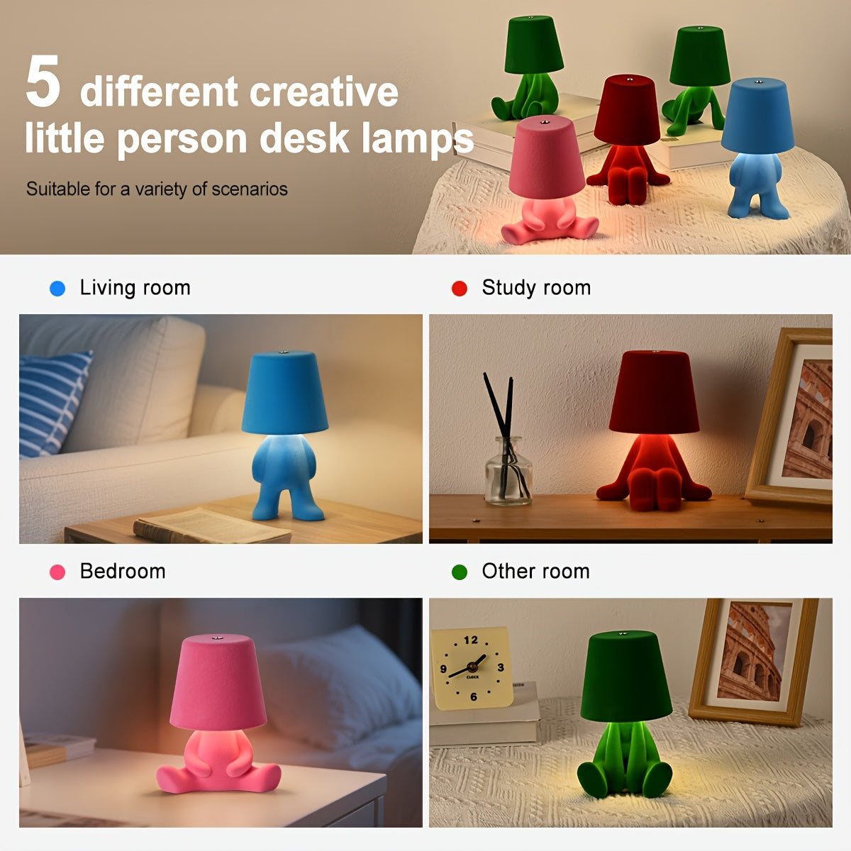 [NewAoNaSen Cute Lamp] NewAoNaSen Cute Cartoon Plush Doll Desk Lamp | Adjustable 3-Color Touch Switch, Portable Rechargeable 1200mAh Battery, Adorable Animal Design for Bedroom & Living Room Decor, Valentine's Gift