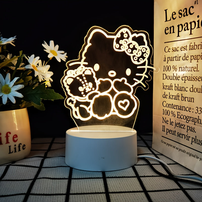 USB Powered Hello Kitty 1pc Modern Warm Color Night Light - Plastic Table Lamp, Desktop Decorative Light for Various Room Types, Wired, No Battery - Home Decoration, Enhance Holiday Atmosphere, Ideal Halloween Christmas Birthday Gift, christmas