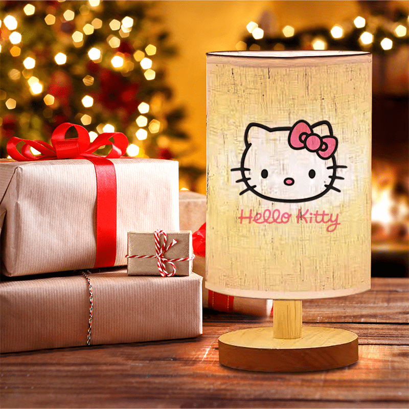 The for hello kitty Cute Nordic-Style Fabric Lampshade LED Table Lamp Is a Warm Little Night Light Suitable for Home Use, Perfect As a Gift for Your Daughter.