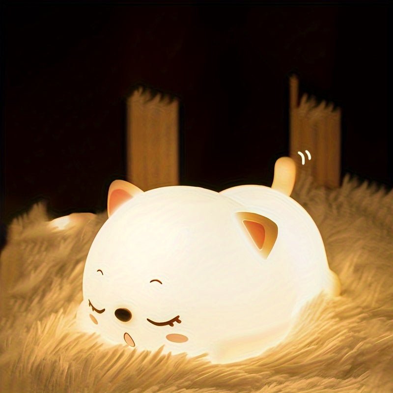 Adorable Cat-Shaped LED Night Light with Touch-Start Sleep Mode - Colorful Ambient Lighting for Relaxation, Ideal Birthday Gift, Rechargeable Battery, 800mAh, Relaxation Lighting | Playful Cat Design | Touch-Activated Light