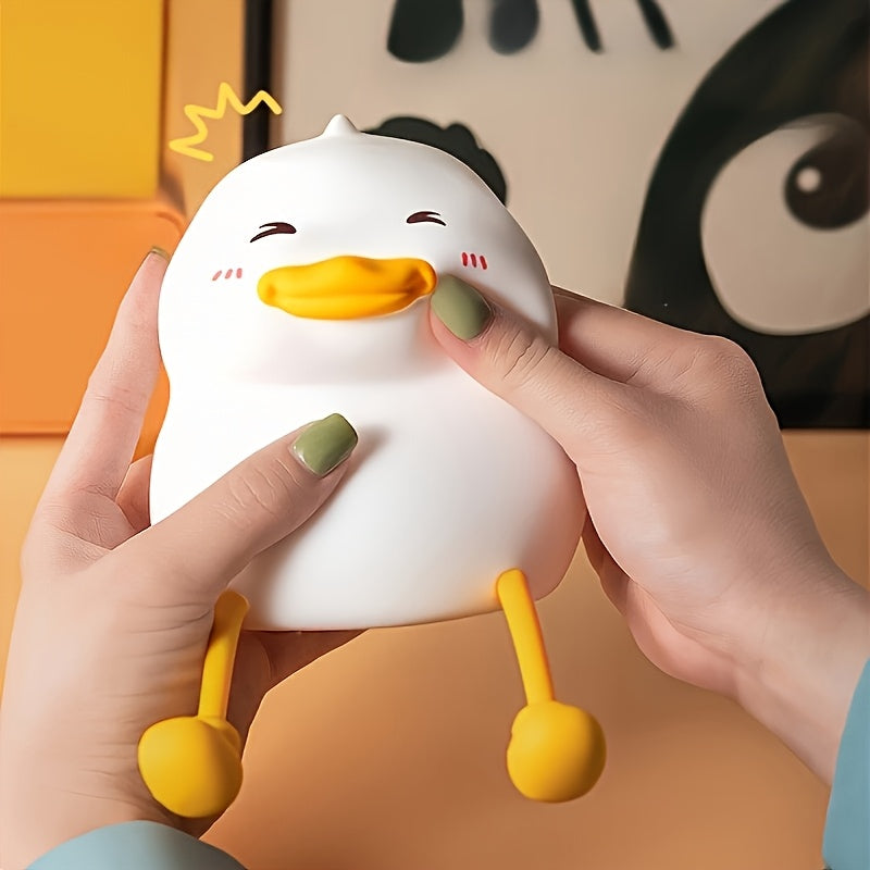 Adorable Fatty Duck Tap Lamp - USB Rechargeable Adjustable Brightness Night Light with Cute Cartoon Design, Soft Glow for Bedroom Decor, Creative Birthday Gift for Home & Office, Duck Decor, Playful Design, Durable Plastic