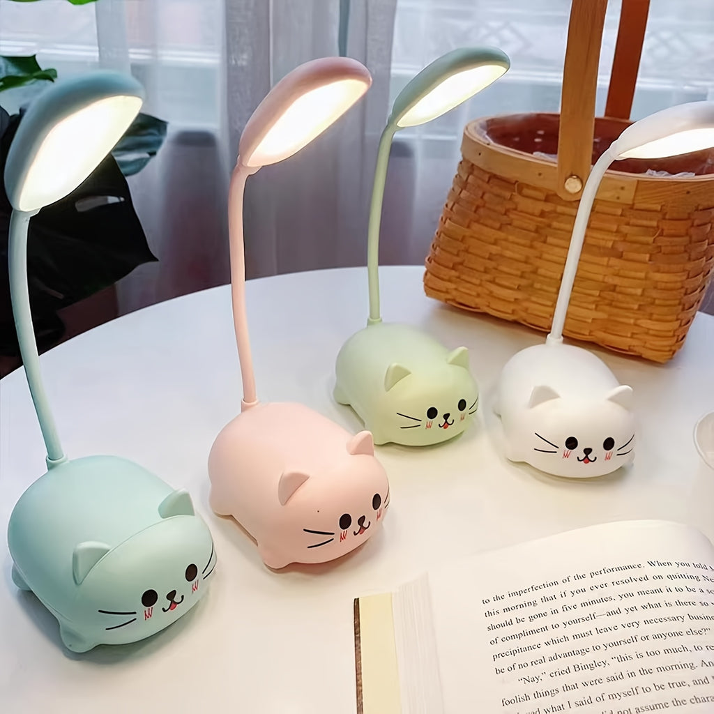 1pc Adjustable Table Lamp, Cartoon Cute Cat Night Light, USB Rechargeable LED Table Light, Eye Protection Warm White Desk Lamp, Eye Friendly, Bedside Lamp, Creative Indoor Light, Desktop Learning Lamp