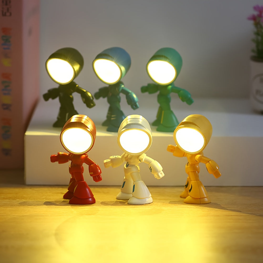 [Cute Robot Night Light] Cubidupi 1 Mini LED Cartoon Cute Robot Night Light, Desktop Decoration, Desk Lamp, Ideal Holiday Gift For Halloween, Christmas, Thanksgiving, New Year