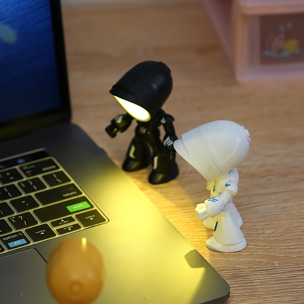 [Cute Robot Night Light] Cubidupi 1 Mini LED Cartoon Cute Robot Night Light, Desktop Decoration, Desk Lamp, Ideal Holiday Gift For Halloween, Christmas, Thanksgiving, New Year